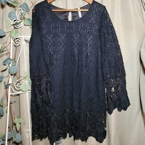 Leshop Black Lace Long Sleeve Dress - Medium